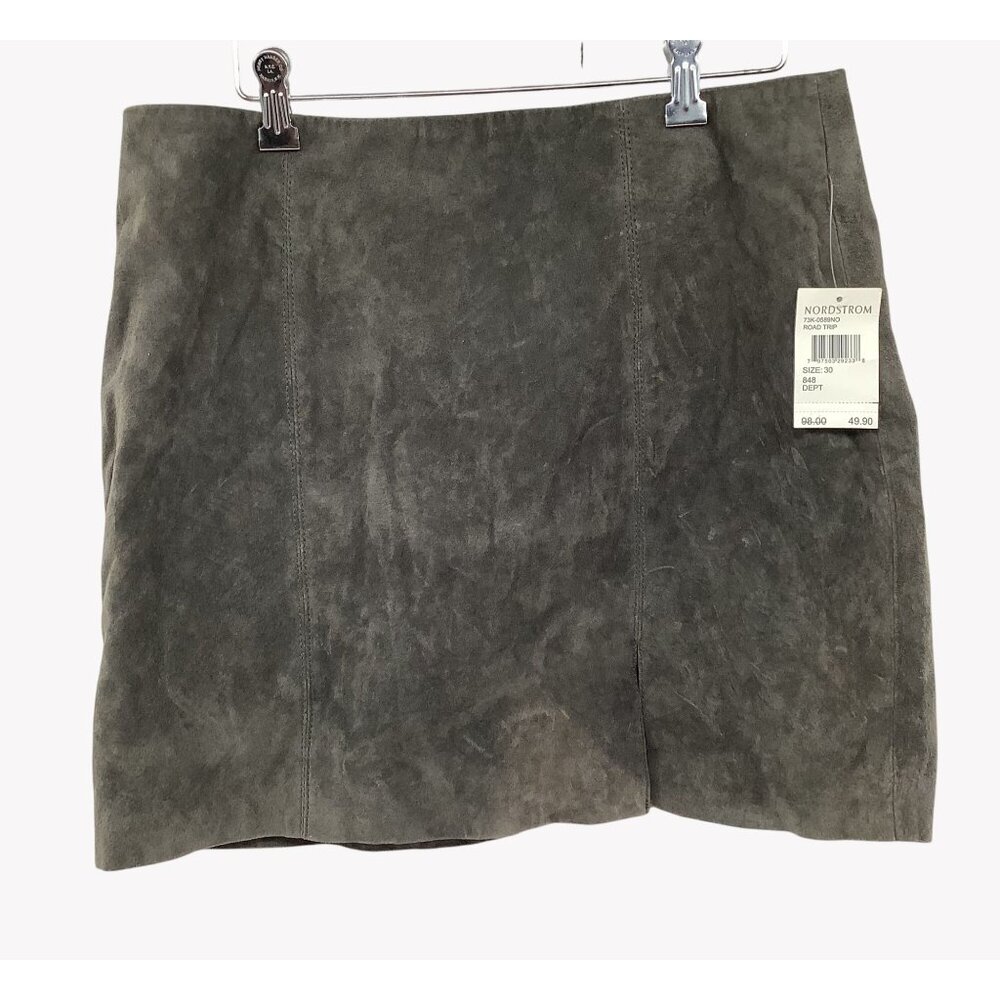 NWT BlankNYC Suede Mini Skirt With Back Zip Closure Size 30/L Olive Green